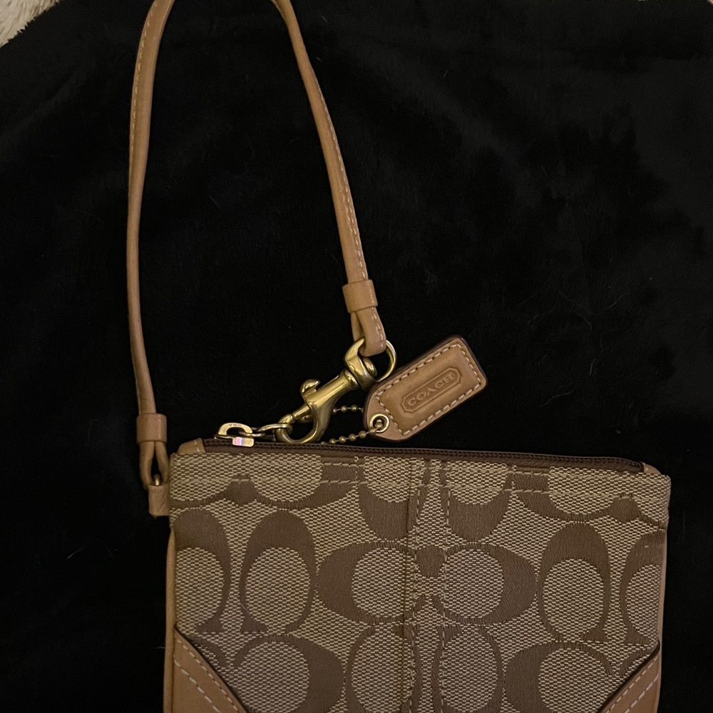 Coach Tan Signature Clutch Wristlet